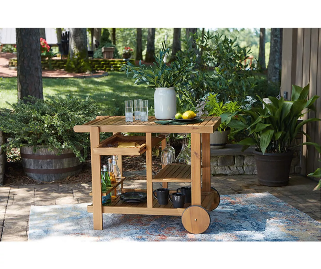 Kailani Honey Rolling Patio Serving Cart 7 Kailani Honey Rolling Patio Serving Cart - Image 5