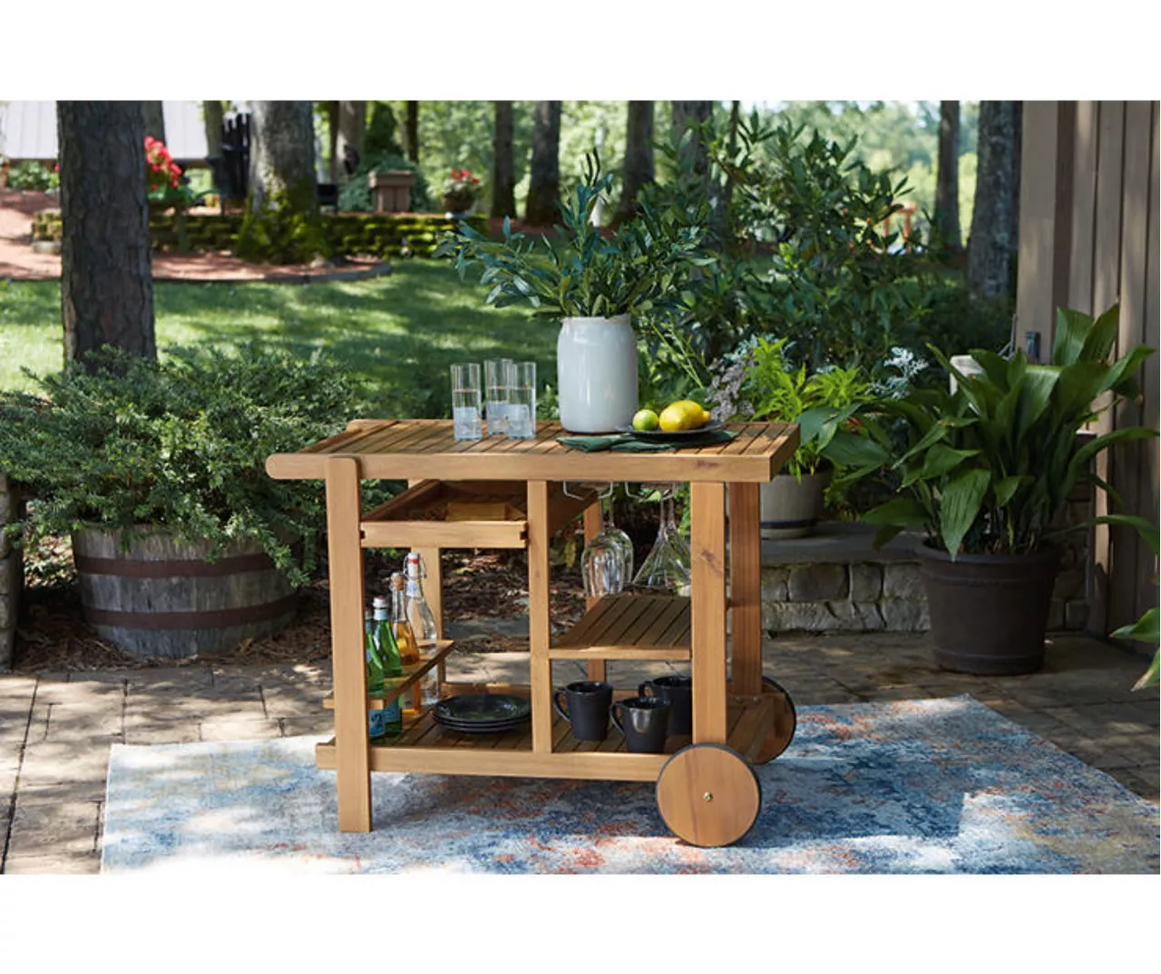Kailani Honey Rolling Patio Serving Cart 6 Kailani Honey Rolling Patio Serving Cart - Image 4