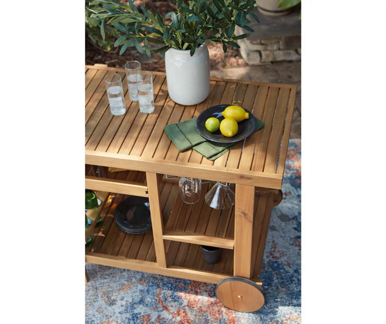 Kailani Honey Rolling Patio Serving Cart 9 Kailani Honey Rolling Patio Serving Cart - Image 7