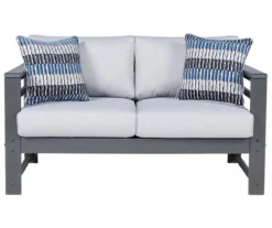 Amora Wood Look Cushioned Patio Loveseat