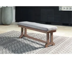 Emmeline Wood Look Cushioned Patio Bench -Garden Furniture Store 810599486 2