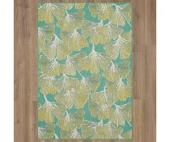 Mohawk Treasured Garden Lime Green & Turquoise Botanical Outdoor Area Rug -Garden Furniture Store 810600347 A0 2