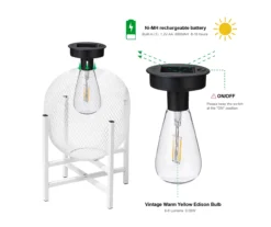 11.5" White Mesh Metal LED Solar Lanterns, 2-Pack 22 11.5" White Mesh Metal LED Solar Lanterns, 2-Pack -Garden Furniture Store 810607501 A0 10