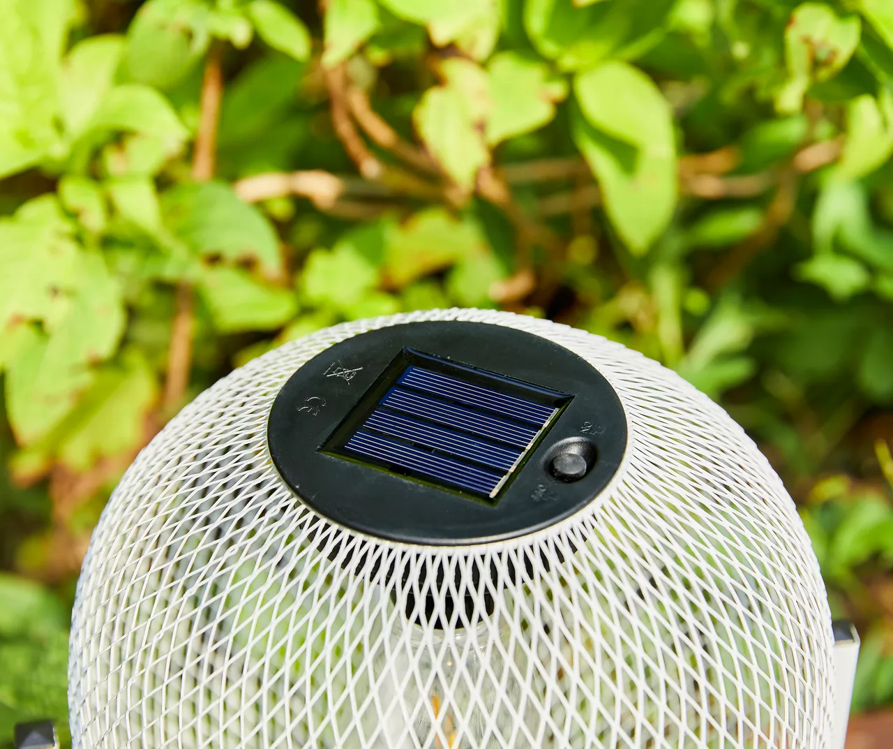 11.5" White Mesh Metal LED Solar Lanterns, 2-Pack 7 11.5" White Mesh Metal LED Solar Lanterns, 2-Pack - Image 5