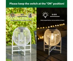 11.5" White Mesh Metal LED Solar Lanterns, 2-Pack 20 11.5" White Mesh Metal LED Solar Lanterns, 2-Pack -Garden Furniture Store 810607501 A0 8