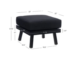 Marcy Black Metal Cushioned Patio Ottoman -Garden Furniture Store 810607957 A8 6