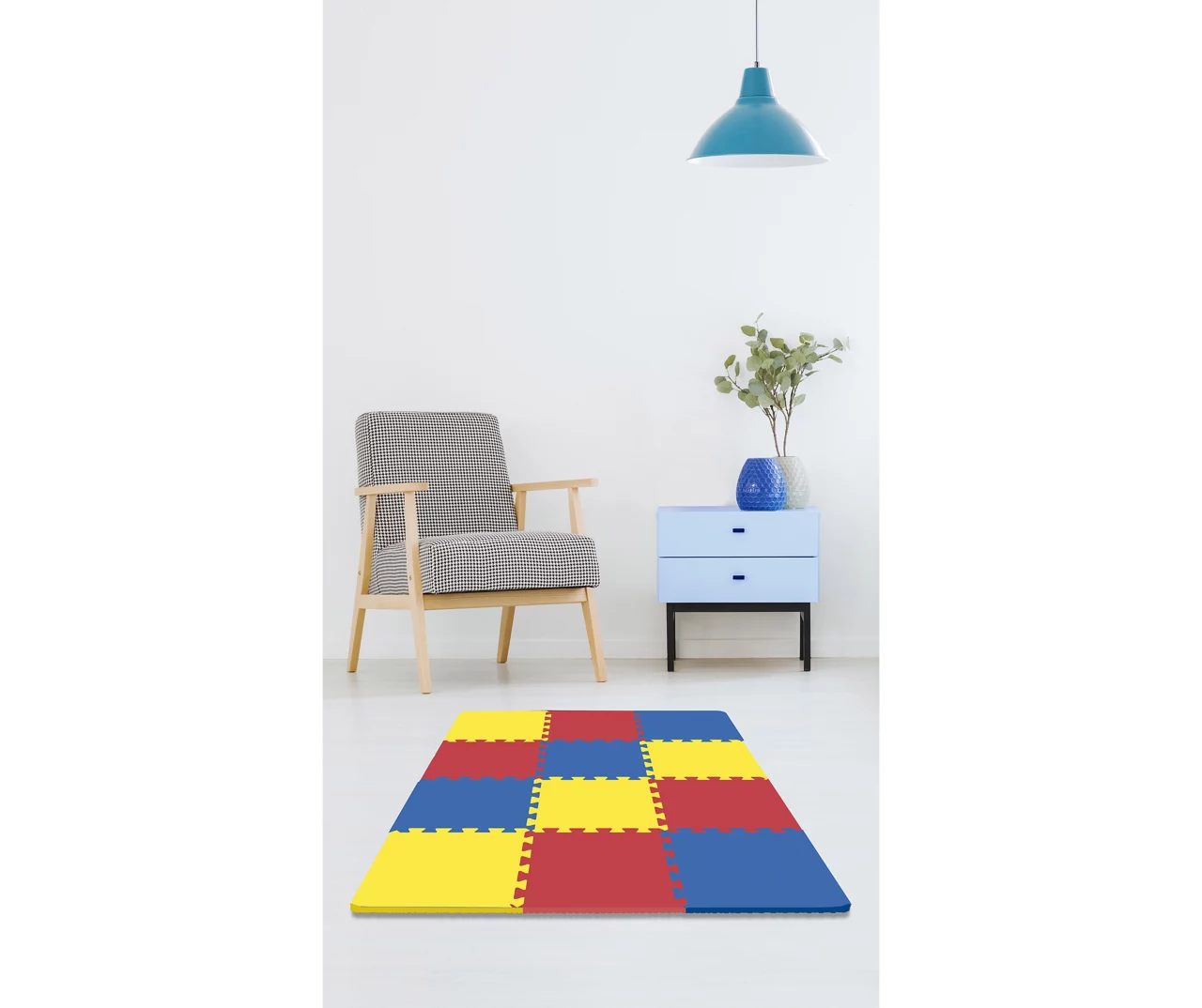 Primary Color Solid Interlocking Floor Tiles, 12-Pack 4 Primary Color Solid Interlocking Floor Tiles, 12-Pack - Image 2