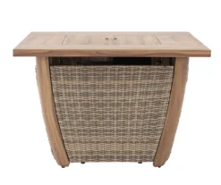 37" Ambercove Belson All-Weather Wicker & Wood Look Gas Fire Pit Table