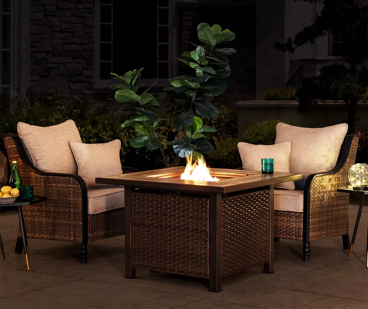 38" Ceramic Top & All-Weather Wicker Gas Fire Pit 4 38" Ceramic Top & All-Weather Wicker Gas Fire Pit - Image 2