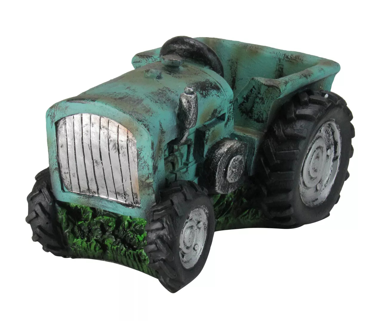 12.2" Green Tractor Polyresin Planter 4 12.2" Green Tractor Polyresin Planter - Image 2