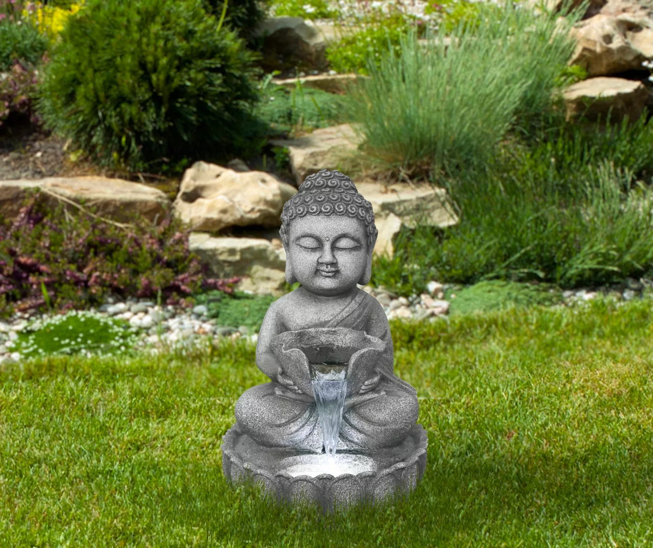 Northlight Buddha Holding Leaf LED Water Fountain 8 Northlight Buddha Holding Leaf LED Water Fountain - Image 6