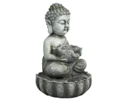 Northlight Buddha Holding Leaf LED Water Fountain 9 Northlight Buddha Holding Leaf LED Water Fountain -Garden Furniture Store 810612934 A0 4
