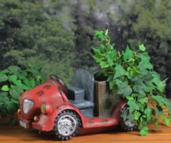 14.5" Red Truck LED Solar Statuary & Planter -Garden Furniture Store 810612974 A0 4