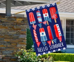 28" X 40" Hello Summer Patriotic Popsicle Garden Flag -Garden Furniture Store 810616709 A0 2