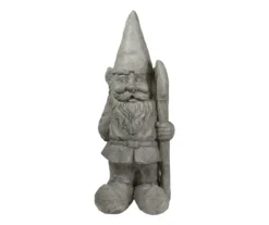 18.5" Gray Gardener Gnome With Shovel Statue